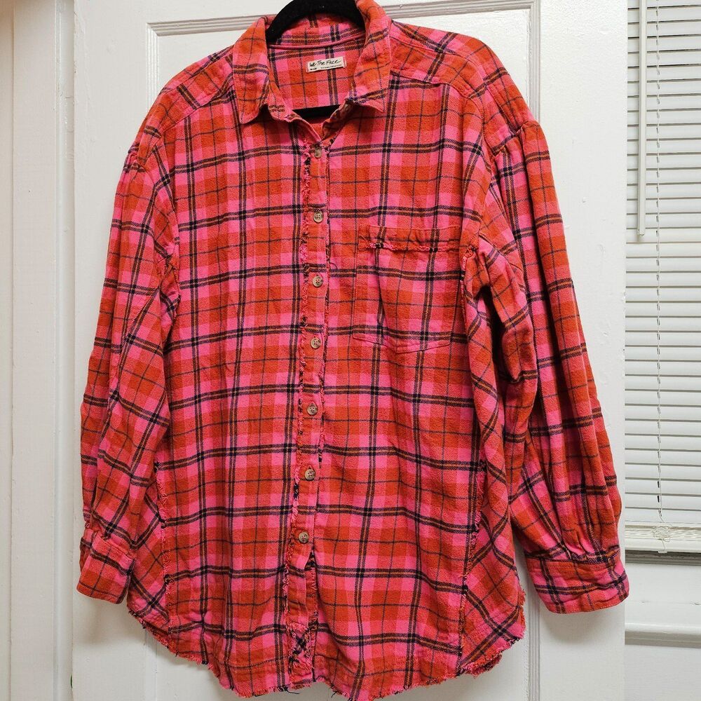 Free People We the Free Happy Hour Oversized Flannel, Size Medium